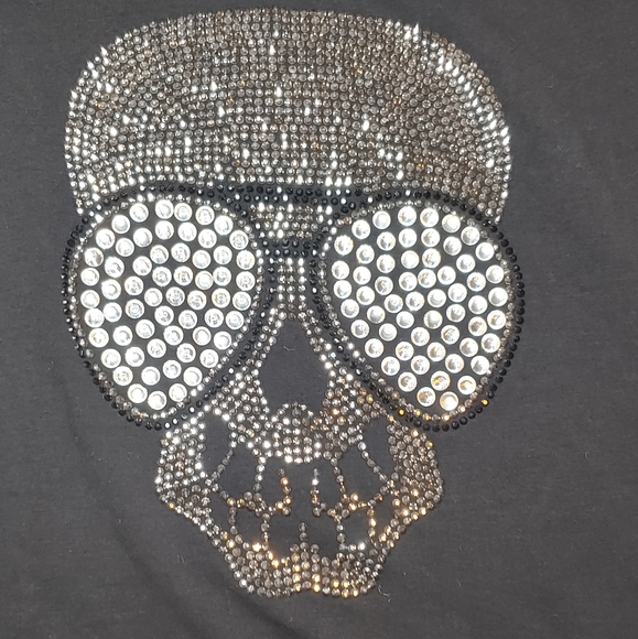 Candy Skull Rhinestone Skull & Glasses Sleeveless Hoodie Large Halloween - Picture 1 of 9